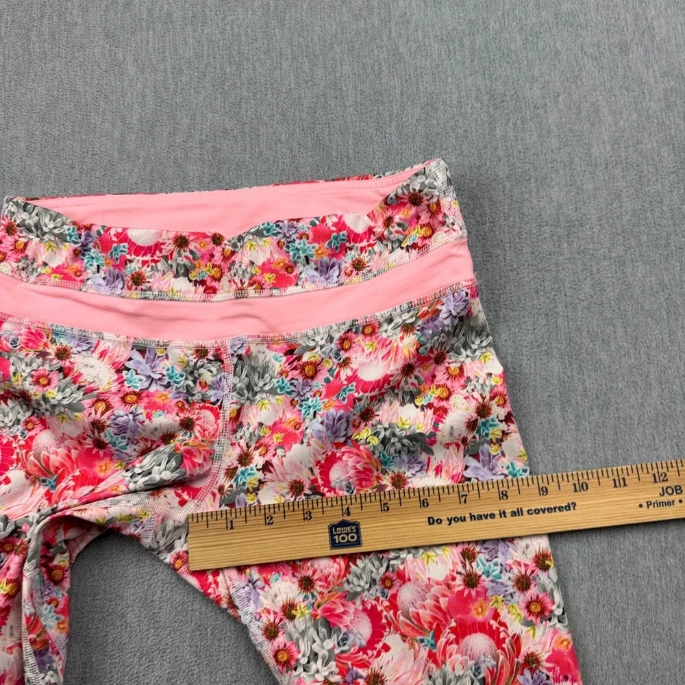 Lululemon Womens Leggings 6 Pink Flowabunga Mini Crop II Run Inspire 22" Yoga - Picture 7 of 14